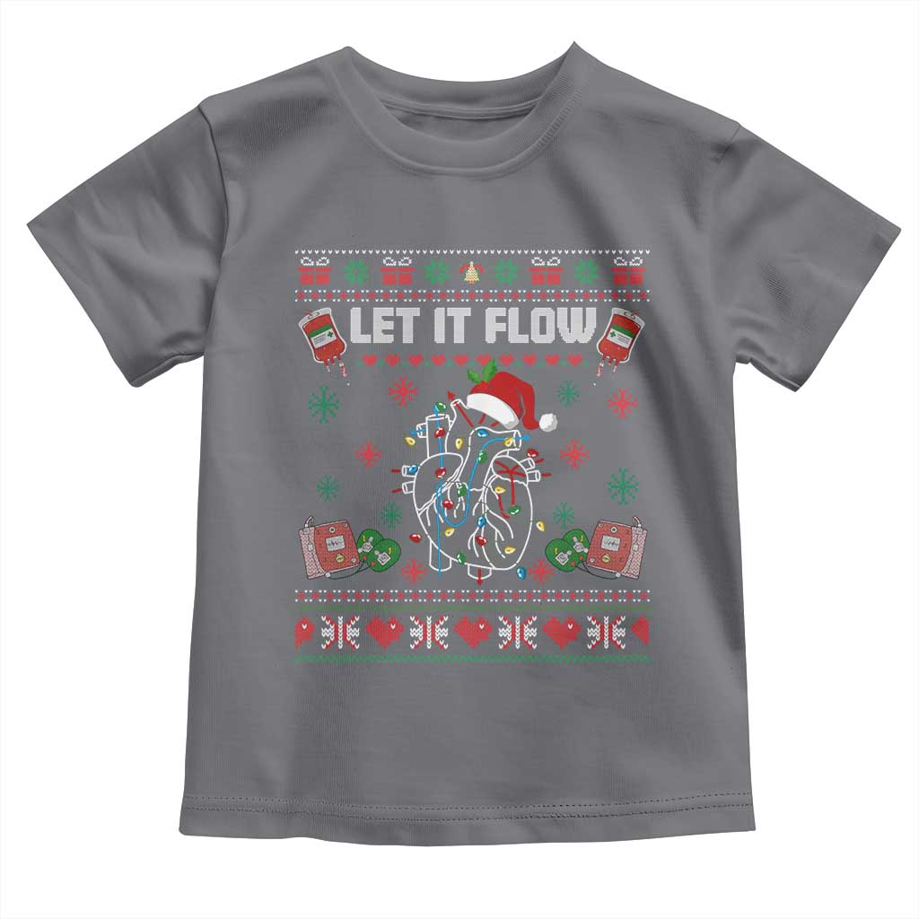 Let It Flow Christmas Toddler T Shirt Anatomy Heart Cardiac Nurse Santa Xmas - Wonder Print Shop