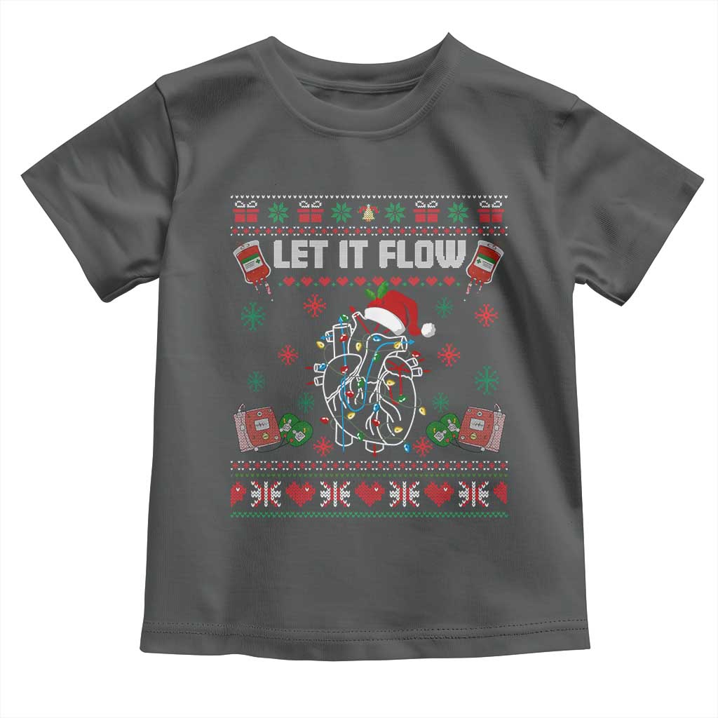 Let It Flow Christmas Toddler T Shirt Anatomy Heart Cardiac Nurse Santa Xmas - Wonder Print Shop