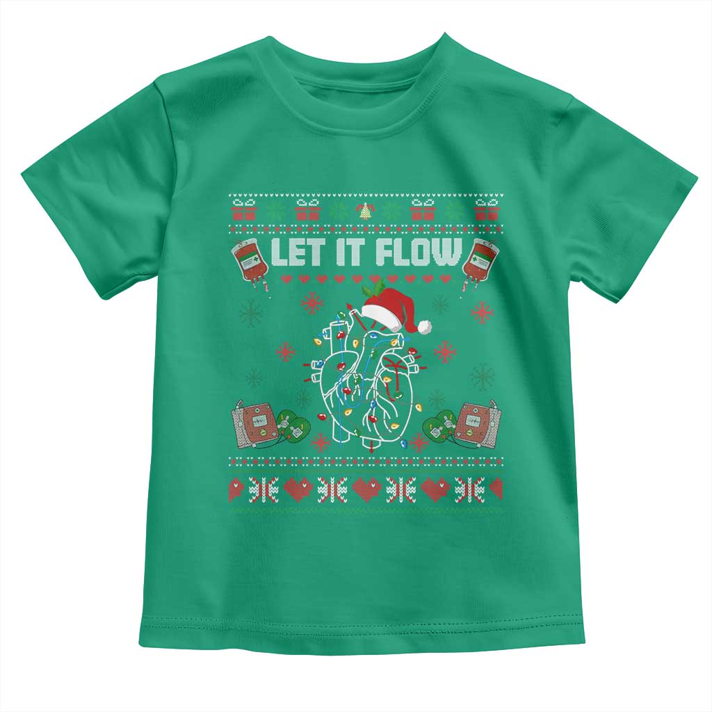Let It Flow Christmas Toddler T Shirt Anatomy Heart Cardiac Nurse Santa Xmas - Wonder Print Shop
