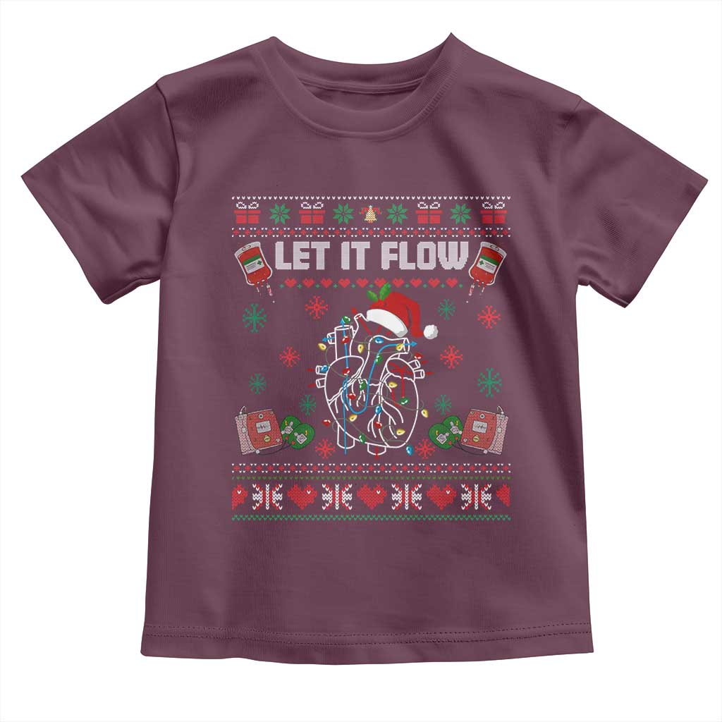 Let It Flow Christmas Toddler T Shirt Anatomy Heart Cardiac Nurse Santa Xmas - Wonder Print Shop