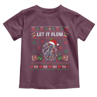 Let It Flow Christmas Toddler T Shirt Anatomy Heart Cardiac Nurse Santa Xmas - Wonder Print Shop