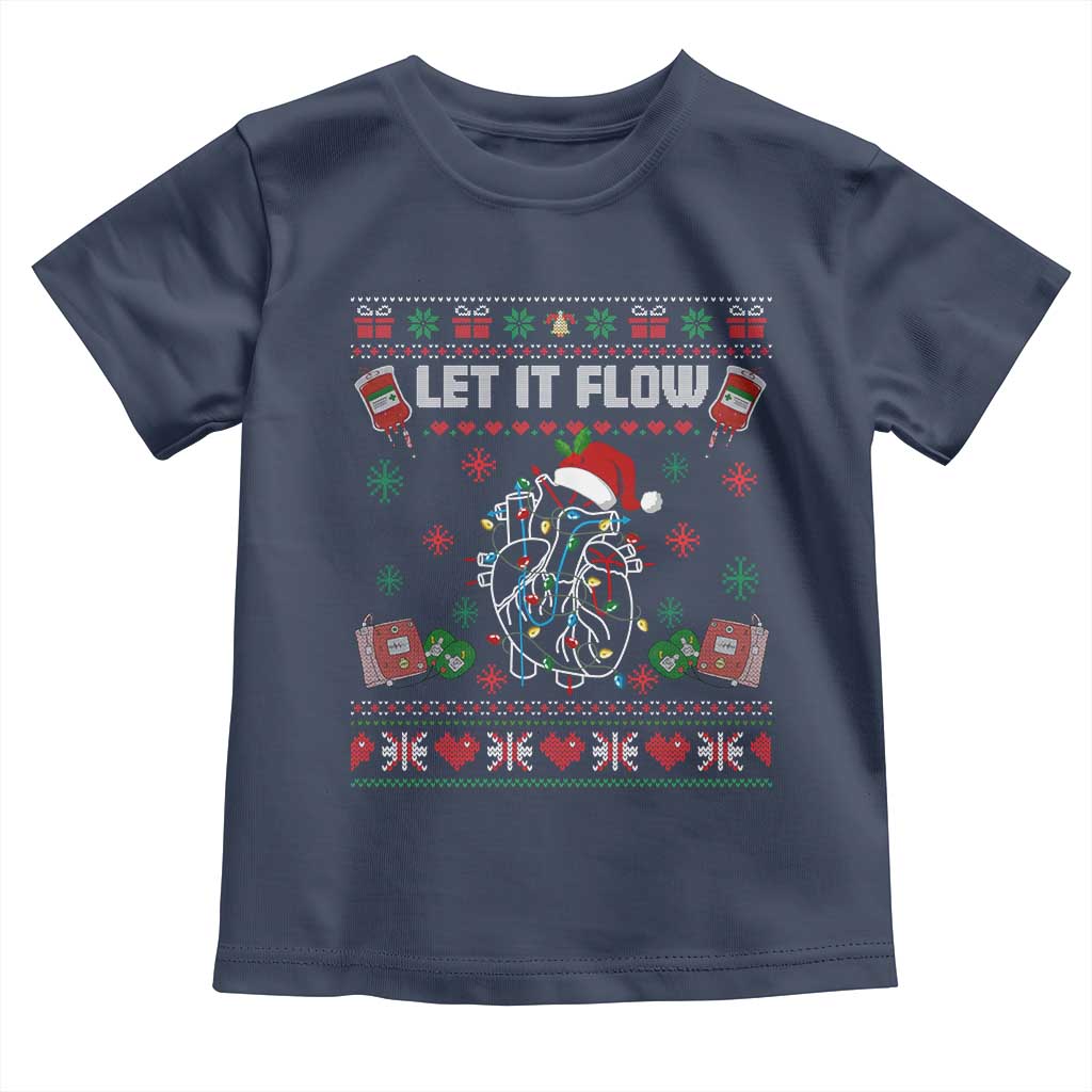 Let It Flow Christmas Toddler T Shirt Anatomy Heart Cardiac Nurse Santa Xmas - Wonder Print Shop