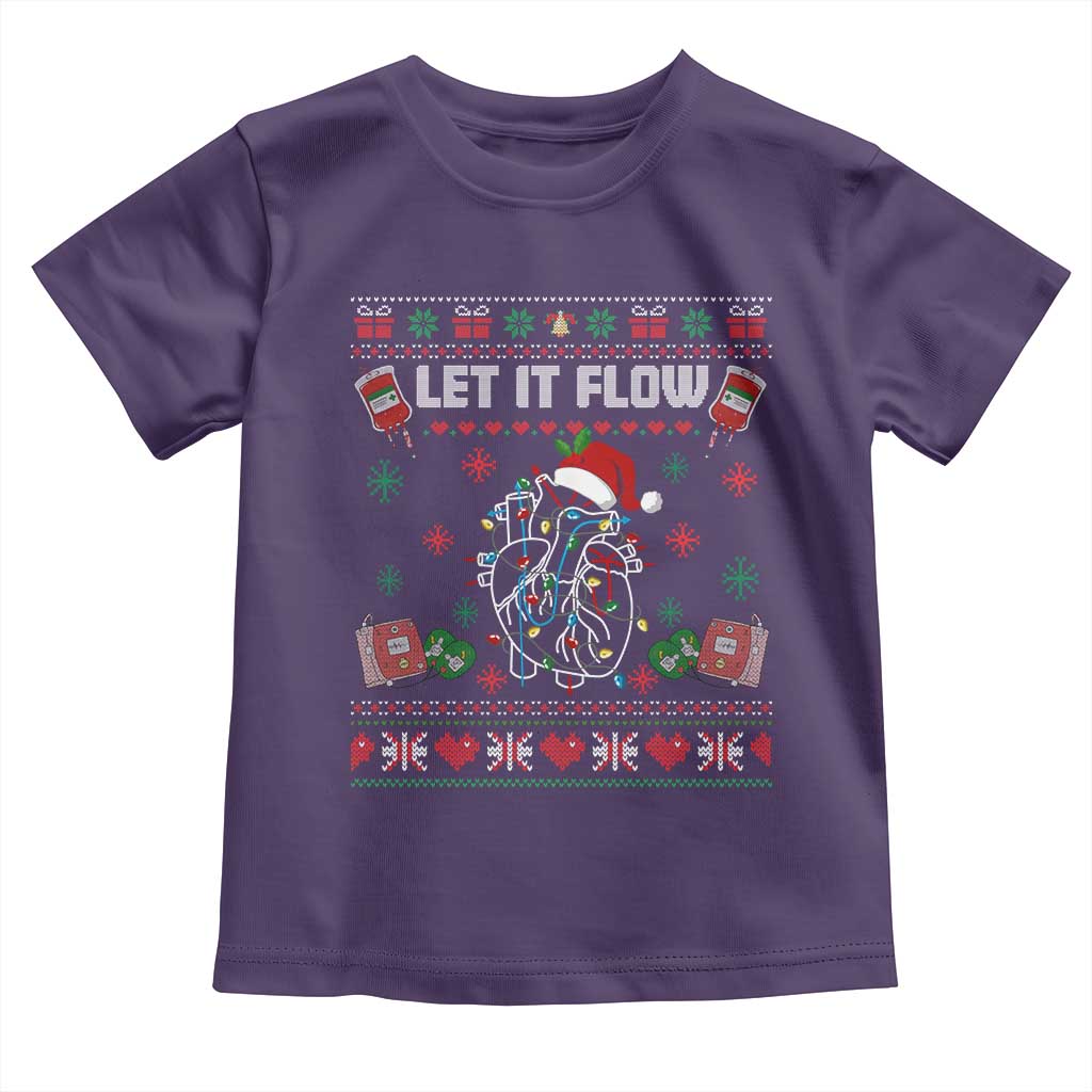 Let It Flow Christmas Toddler T Shirt Anatomy Heart Cardiac Nurse Santa Xmas - Wonder Print Shop