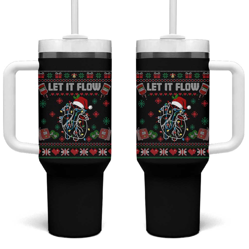 Let It Flow Christmas Tumbler With Handle Anatomy Heart Cardiac Nurse Santa Xmas - Wonder Print Shop