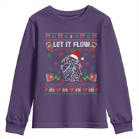 Let It Flow Christmas Youth Sweatshirt Anatomy Heart Cardiac Nurse Santa Xmas - Wonder Print Shop