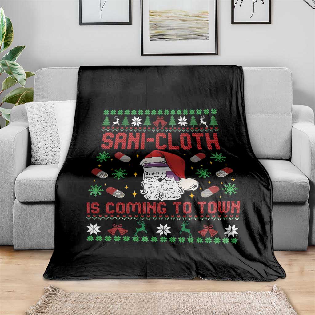 Sani-cloth Is Coming To Town Throw Blanket Funny Nurse Christmas - Wonder Print Shop