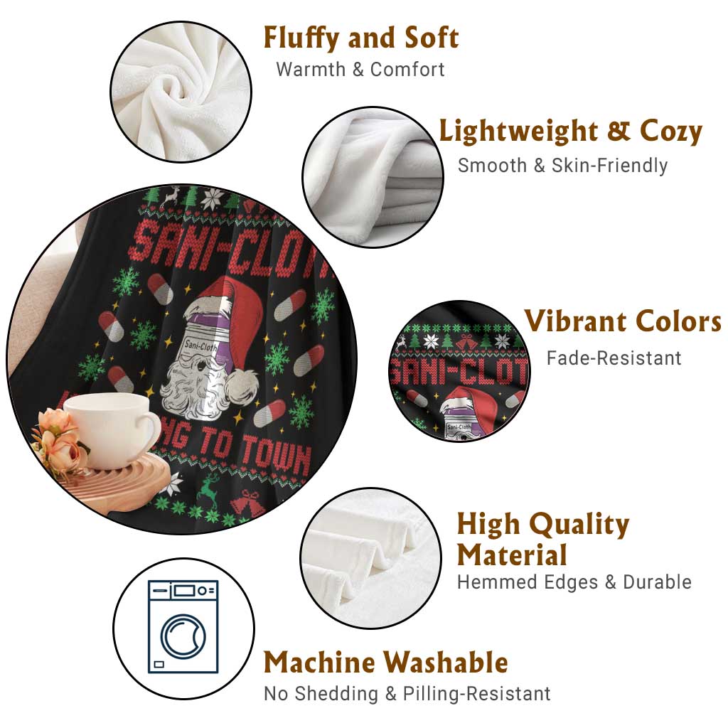 Sani-cloth Is Coming To Town Throw Blanket Funny Nurse Christmas - Wonder Print Shop