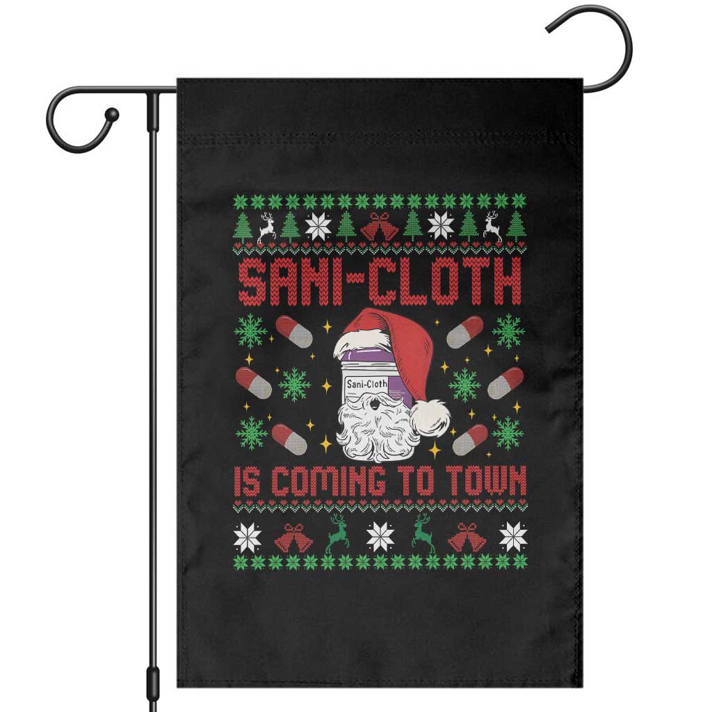 Sani-cloth Is Coming To Town Garden Flag Funny Nurse Christmas - Wonder Print Shop