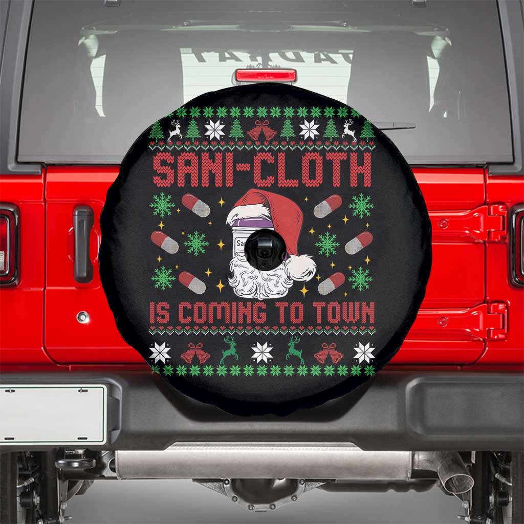 Sani-cloth Is Coming To Town Spare Tire Cover Funny Nurse Christmas - Wonder Print Shop
