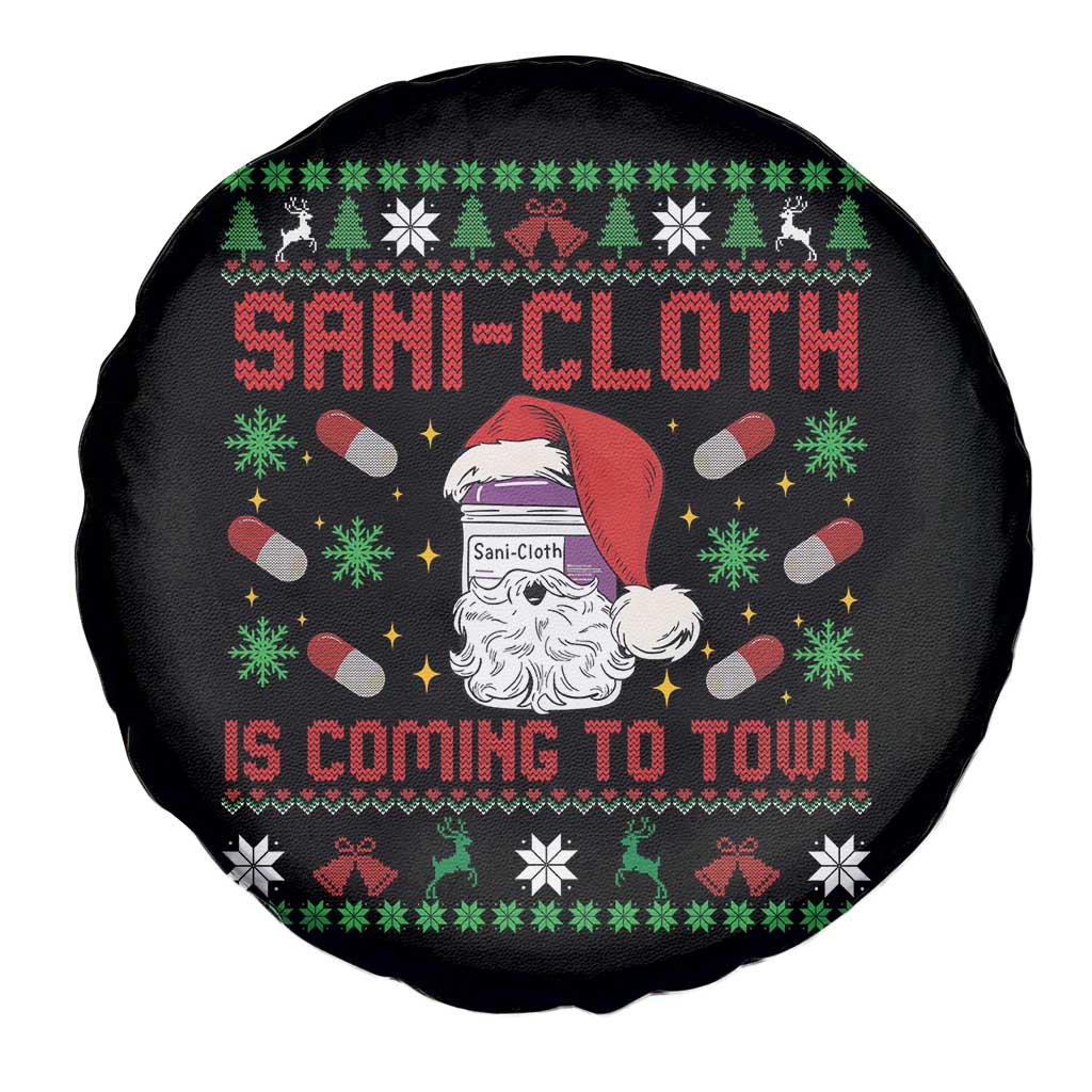 Sani-cloth Is Coming To Town Spare Tire Cover Funny Nurse Christmas - Wonder Print Shop