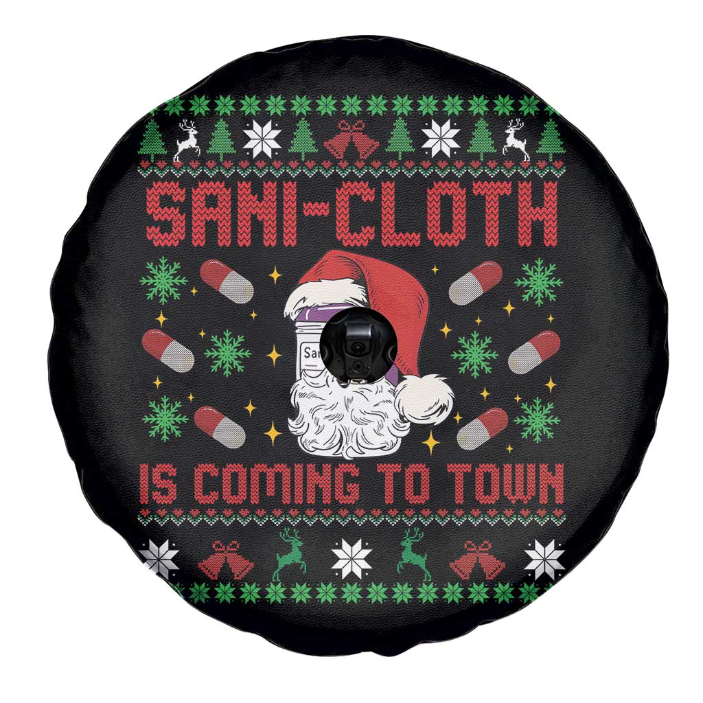 Sani-cloth Is Coming To Town Spare Tire Cover Funny Nurse Christmas - Wonder Print Shop