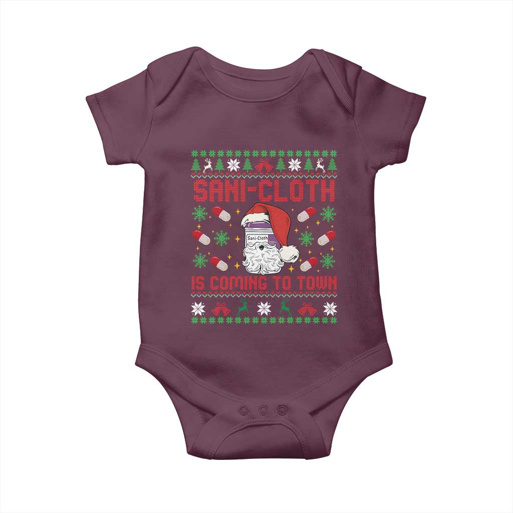 Sani-cloth Is Coming To Town Baby Onesie Funny Nurse Christmas - Wonder Print Shop