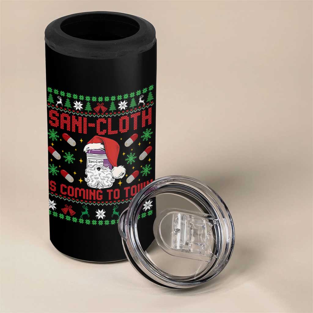 Sani-cloth Is Coming To Town 4 in 1 Can Cooler Tumbler Funny Nurse Christmas - Wonder Print Shop