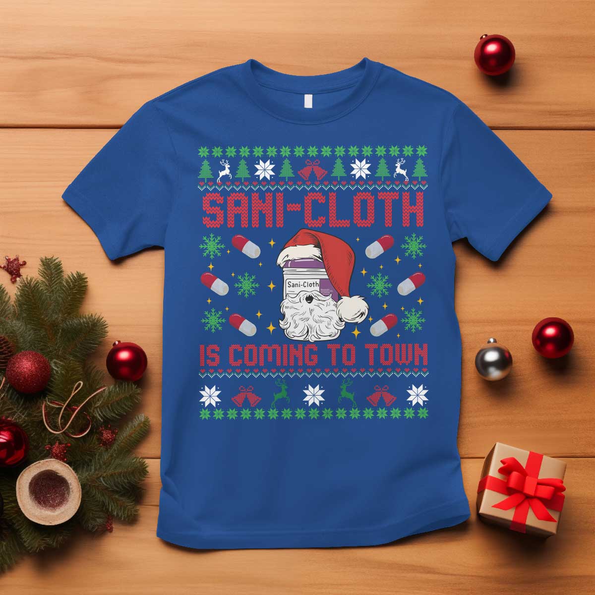 Sani-cloth Is Coming To Town T Shirt Funny Nurse Christmas - Wonder Print Shop