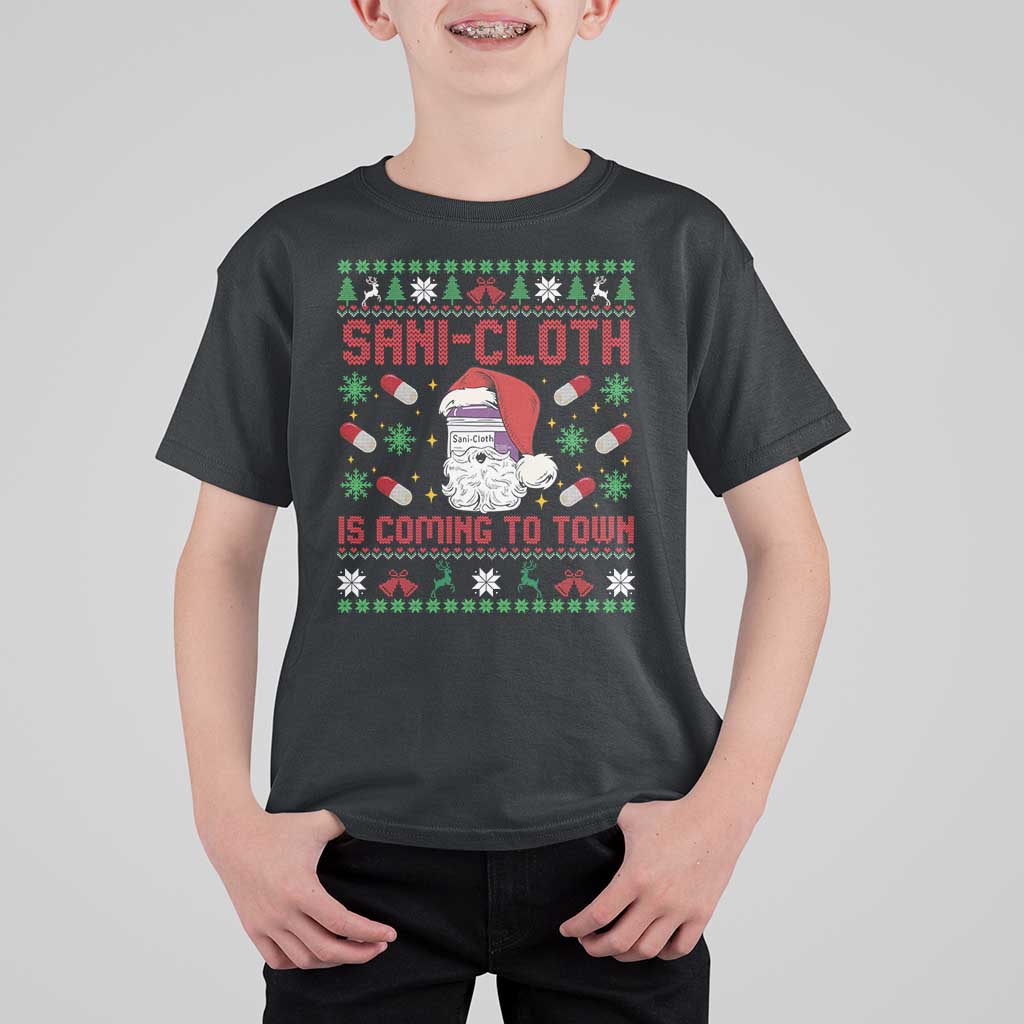 Sani-cloth Is Coming To Town T Shirt For Kid Funny Nurse Christmas - Wonder Print Shop