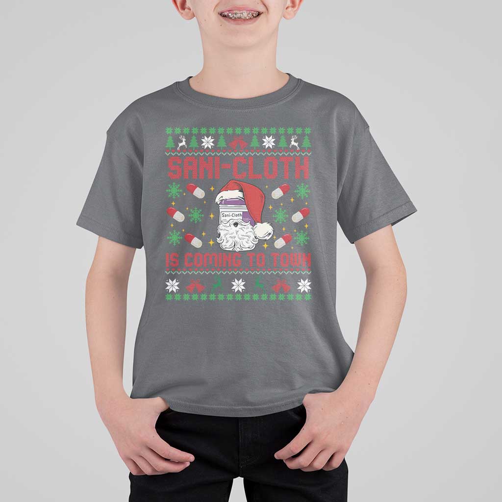 Sani-cloth Is Coming To Town T Shirt For Kid Funny Nurse Christmas - Wonder Print Shop