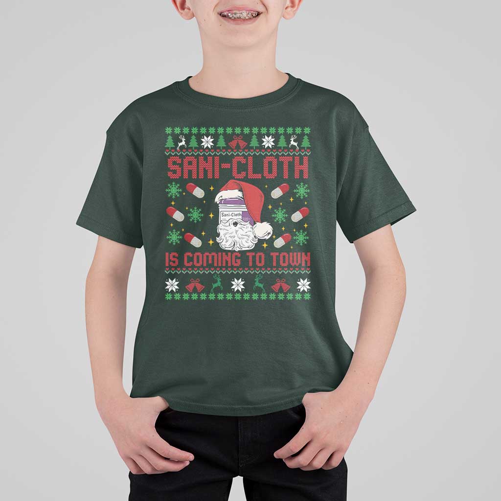 Sani-cloth Is Coming To Town T Shirt For Kid Funny Nurse Christmas - Wonder Print Shop