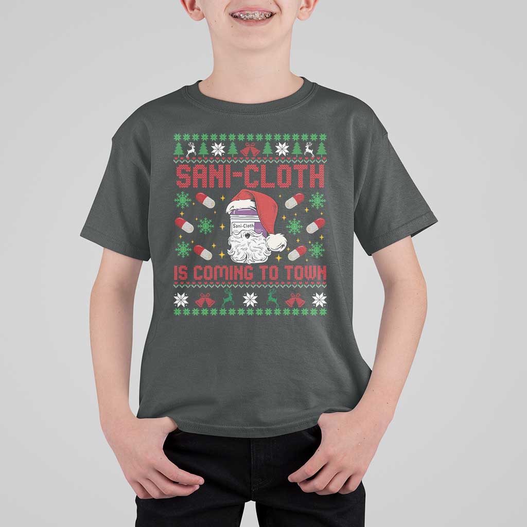 Sani-cloth Is Coming To Town T Shirt For Kid Funny Nurse Christmas - Wonder Print Shop