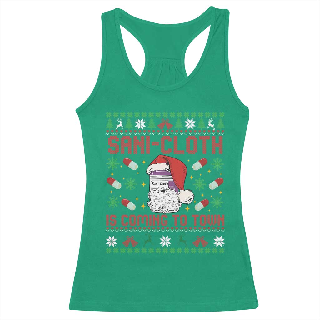 Sani-cloth Is Coming To Town Racerback Tank Top Funny Nurse Christmas - Wonder Print Shop