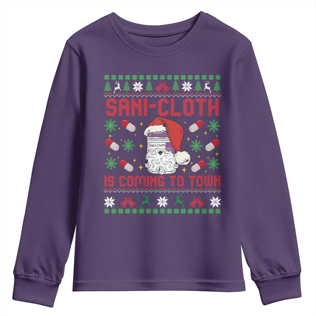Sani-cloth Is Coming To Town Youth Sweatshirt Funny Nurse Christmas - Wonder Print Shop