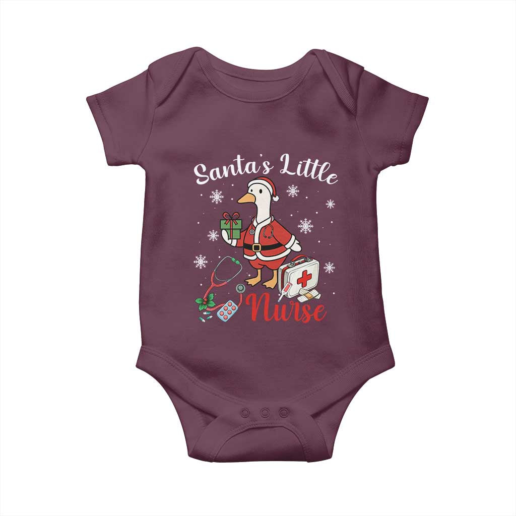 Christmas Goose Nurse Baby Onesie Santa Little Nurse - Wonder Print Shop