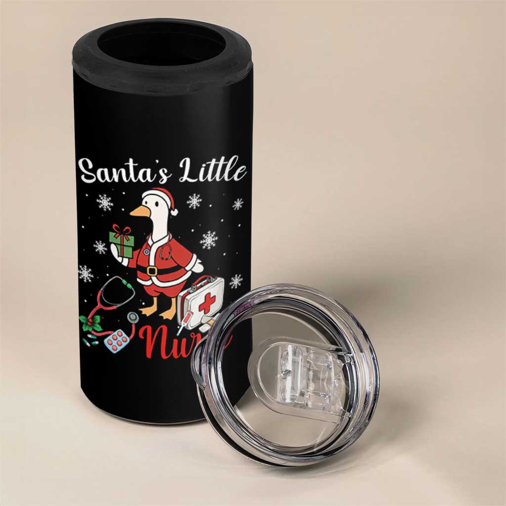 Christmas Goose Nurse 4 in 1 Can Cooler Tumbler Santa Little Nurse - Wonder Print Shop