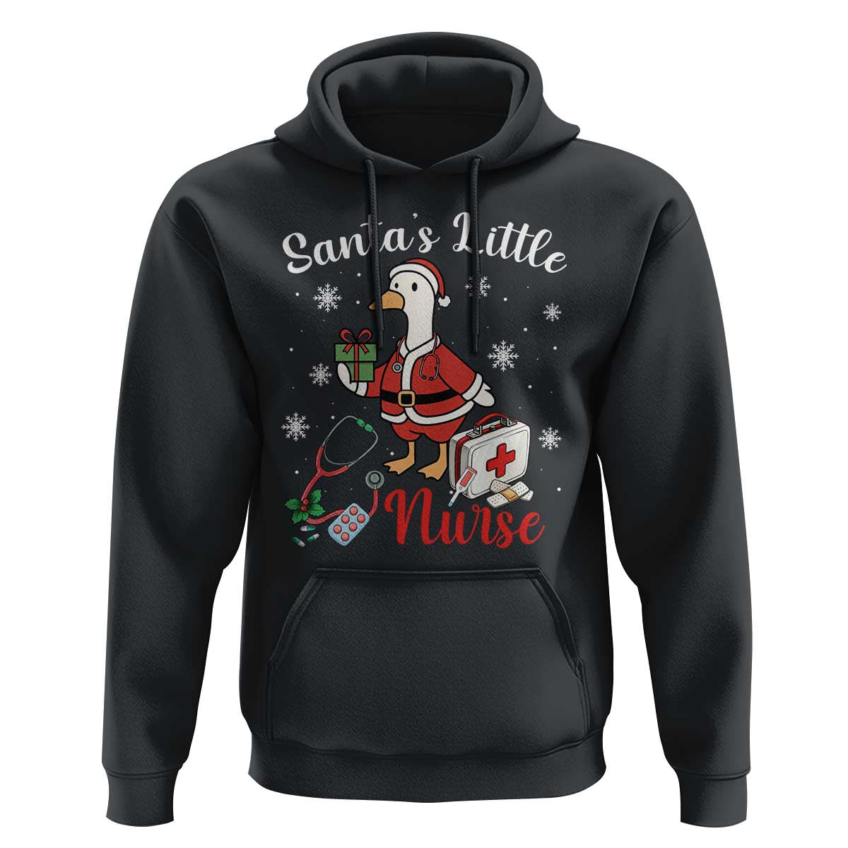 Christmas Goose Nurse Hoodie Santa Little Nurse - Wonder Print Shop