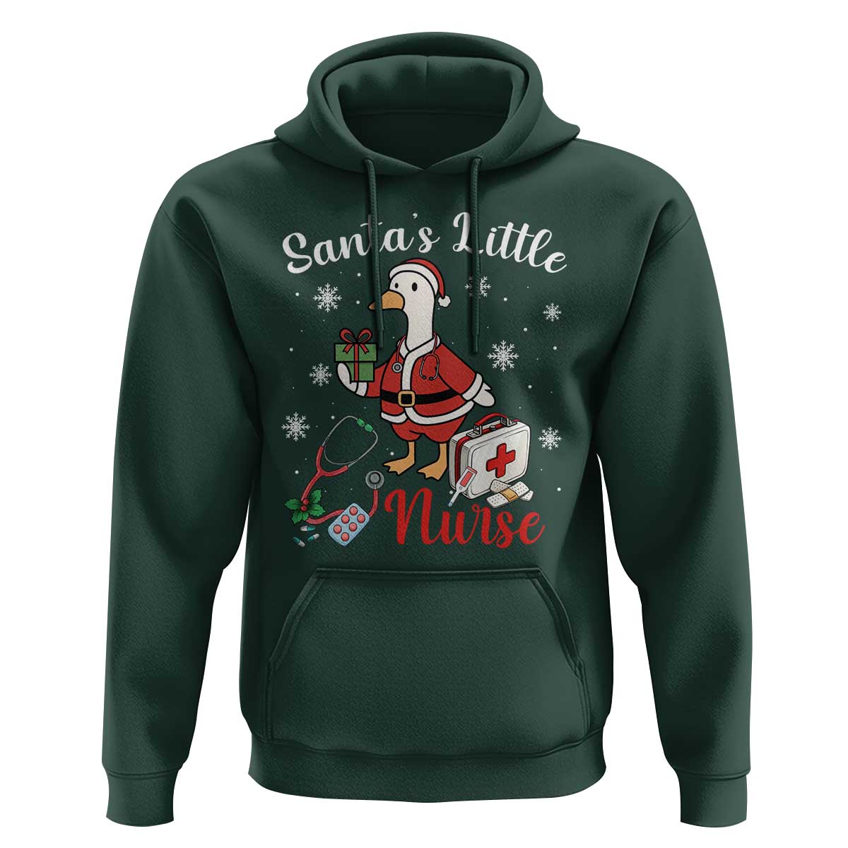 Christmas Goose Nurse Hoodie Santa Little Nurse - Wonder Print Shop