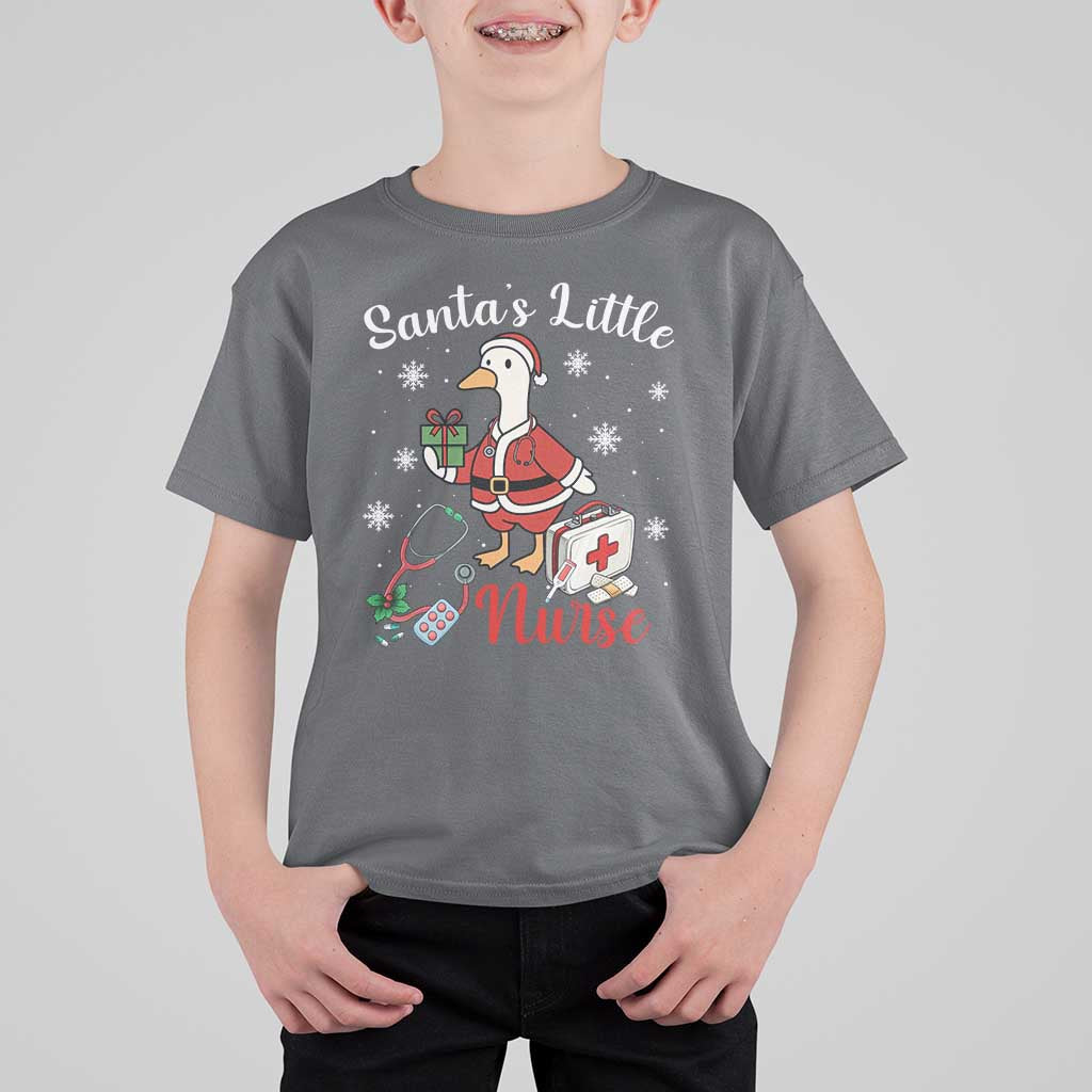 Christmas Goose Nurse T Shirt For Kid Santa Little Nurse - Wonder Print Shop