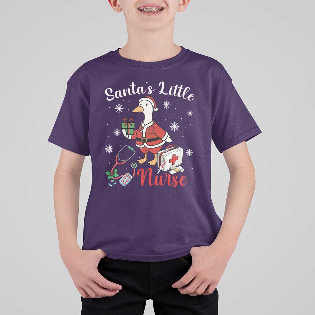Christmas Goose Nurse T Shirt For Kid Santa Little Nurse - Wonder Print Shop