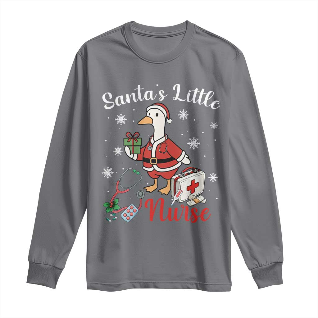 Christmas Goose Nurse Long Sleeve Shirt Santa Little Nurse - Wonder Print Shop