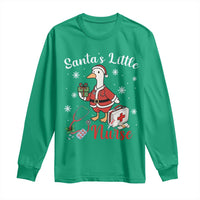 Christmas Goose Nurse Long Sleeve Shirt Santa Little Nurse - Wonder Print Shop