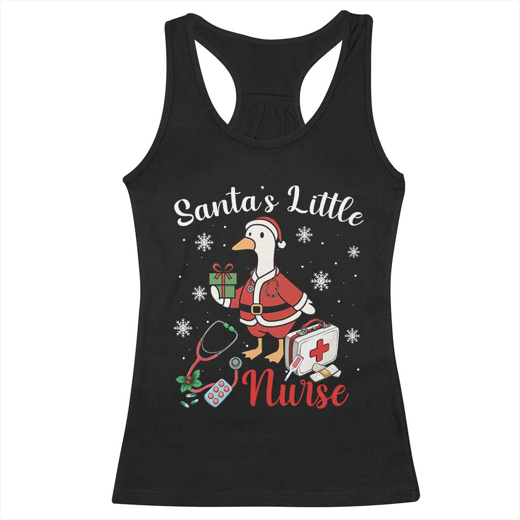 Christmas Goose Nurse Racerback Tank Top Santa Little Nurse - Wonder Print Shop