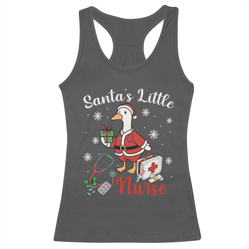 Christmas Goose Nurse Racerback Tank Top Santa Little Nurse - Wonder Print Shop