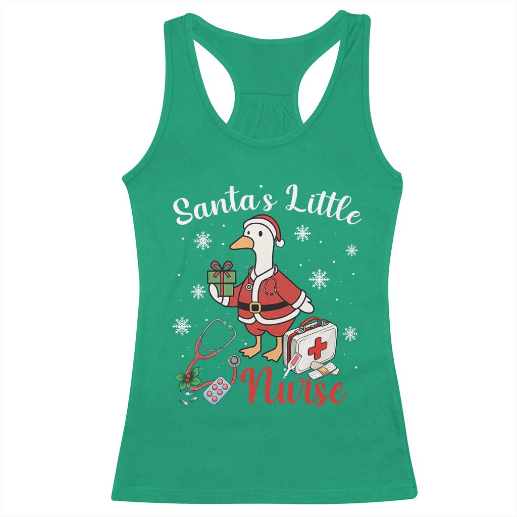 Christmas Goose Nurse Racerback Tank Top Santa Little Nurse - Wonder Print Shop