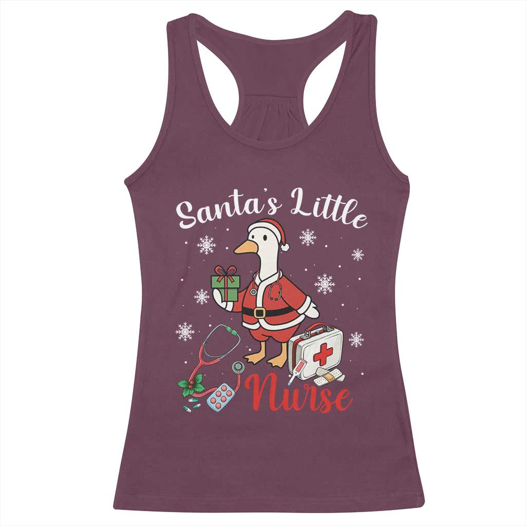 Christmas Goose Nurse Racerback Tank Top Santa Little Nurse - Wonder Print Shop