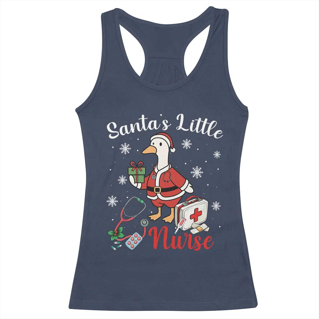 Christmas Goose Nurse Racerback Tank Top Santa Little Nurse - Wonder Print Shop