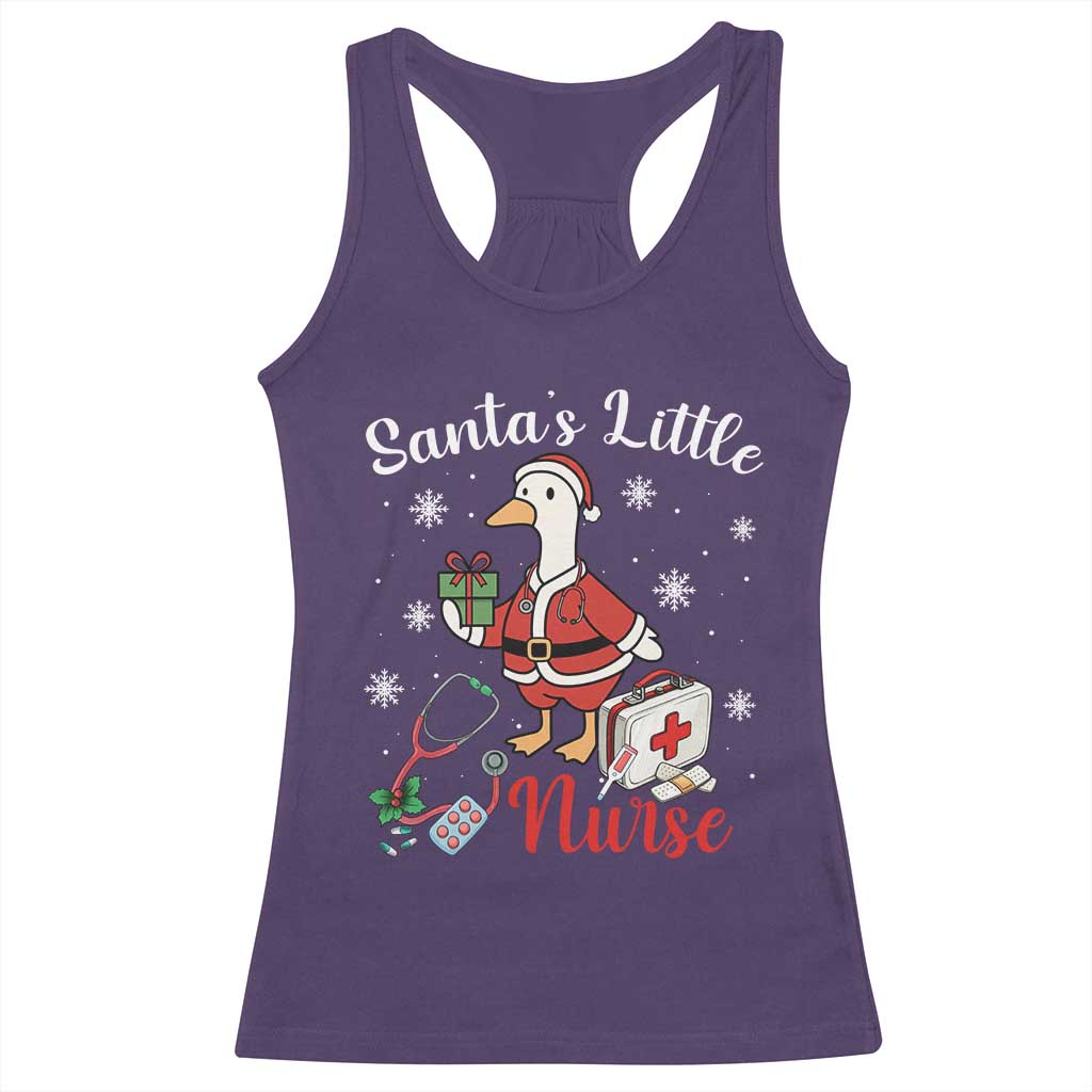 Christmas Goose Nurse Racerback Tank Top Santa Little Nurse - Wonder Print Shop