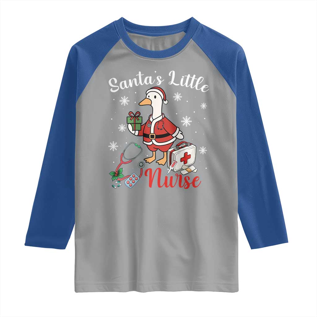 Christmas Goose Nurse Raglan Shirt Santa Little Nurse - Wonder Print Shop
