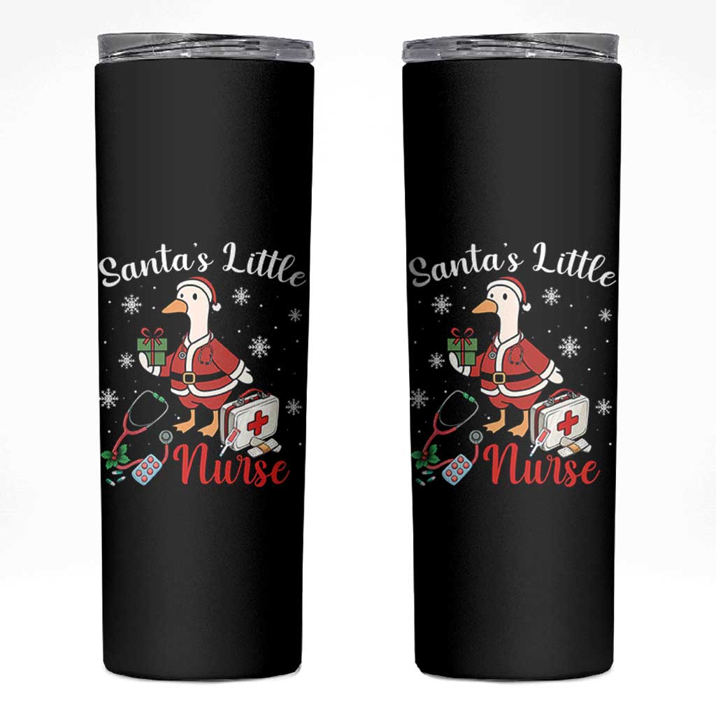 Christmas Goose Nurse Skinny Tumbler Santa Little Nurse - Wonder Print Shop