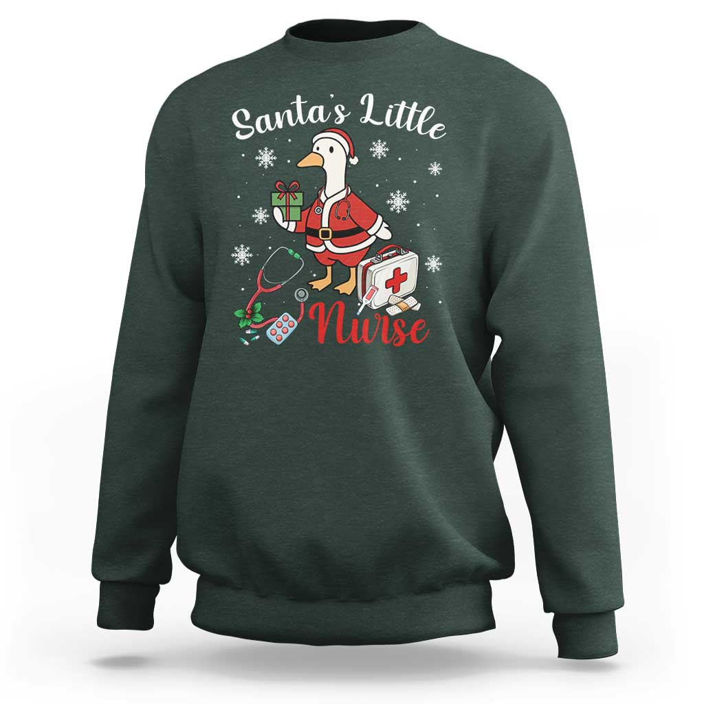 Christmas Goose Nurse Sweatshirt Santa Little Nurse - Wonder Print Shop