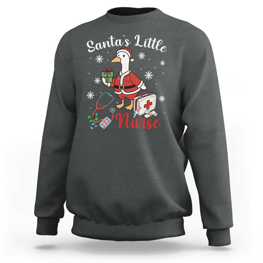 Christmas Goose Nurse Sweatshirt Santa Little Nurse - Wonder Print Shop