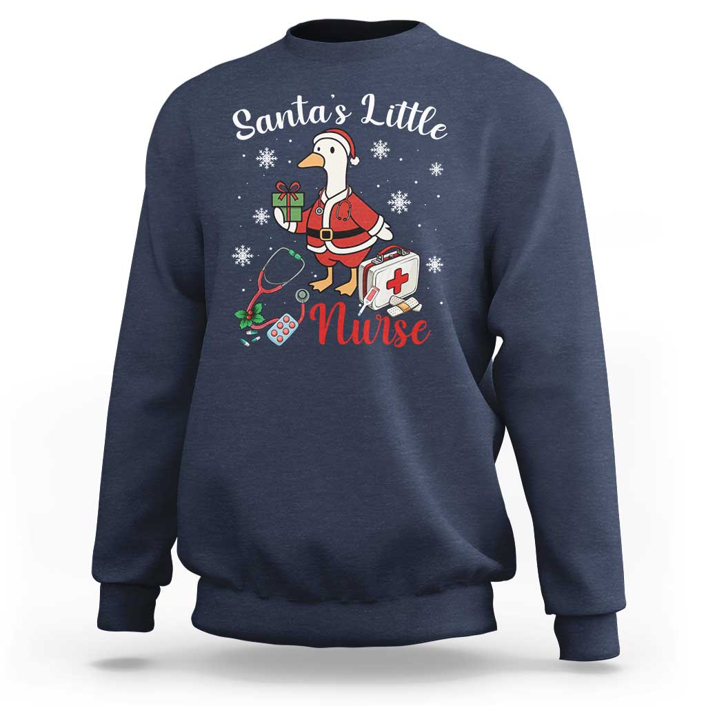 Christmas Goose Nurse Sweatshirt Santa Little Nurse - Wonder Print Shop