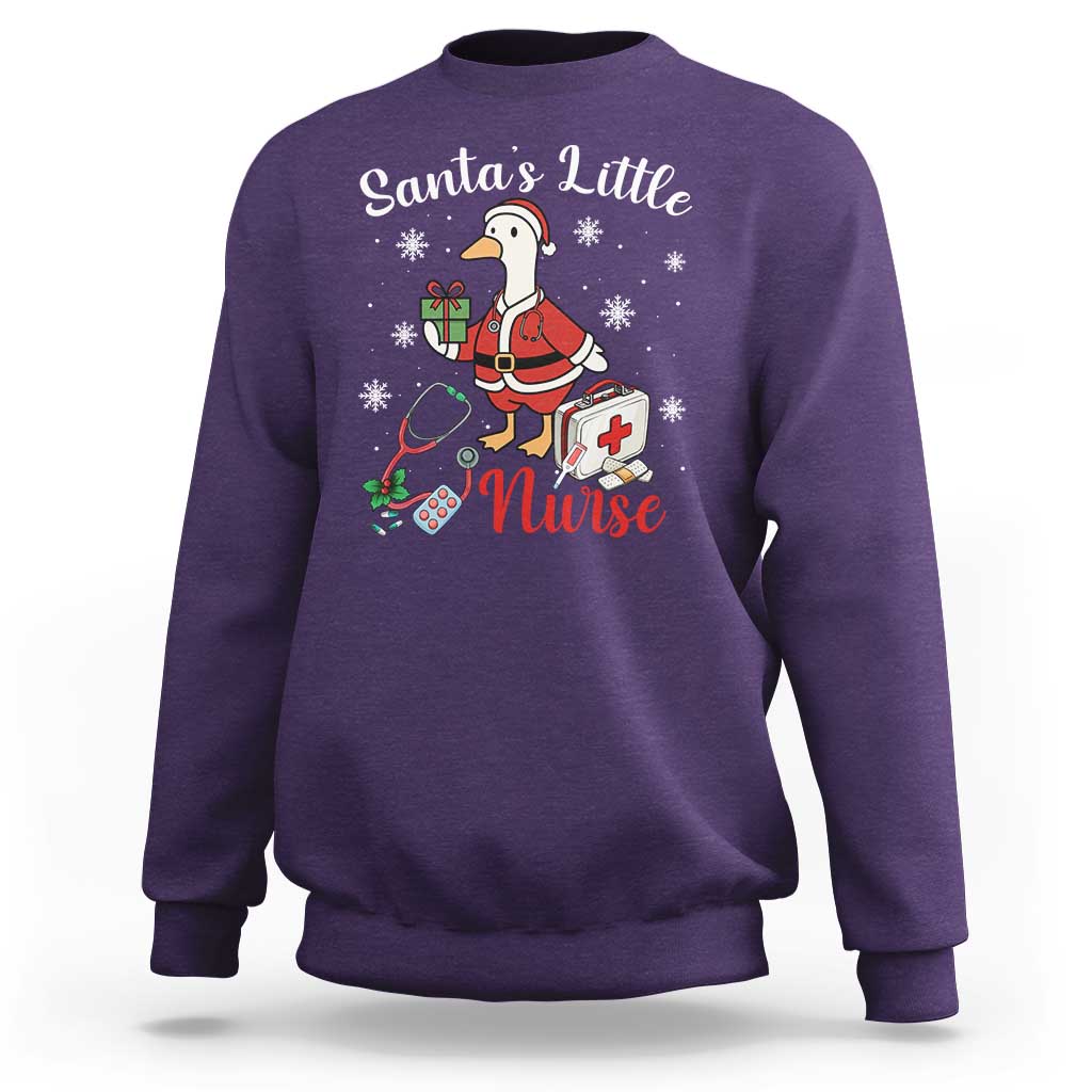 Christmas Goose Nurse Sweatshirt Santa Little Nurse - Wonder Print Shop