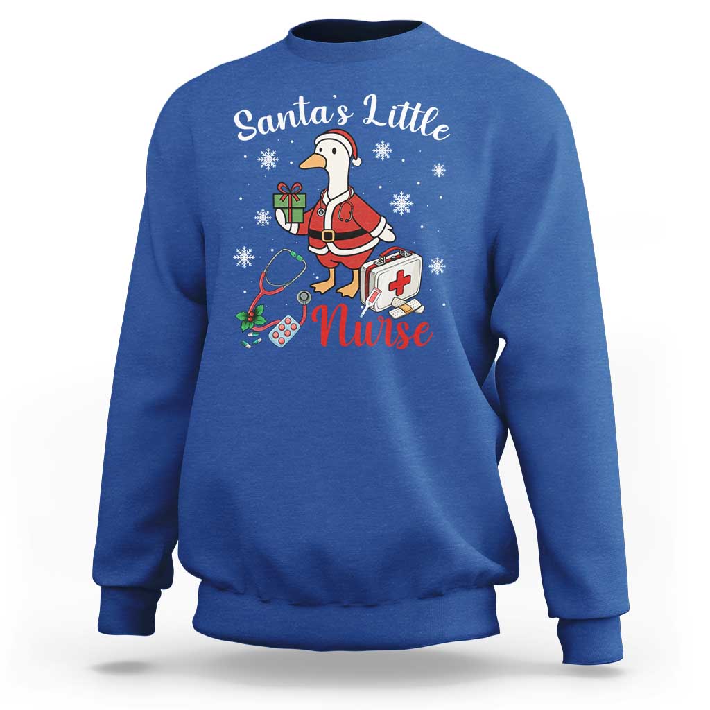Christmas Goose Nurse Sweatshirt Santa Little Nurse - Wonder Print Shop