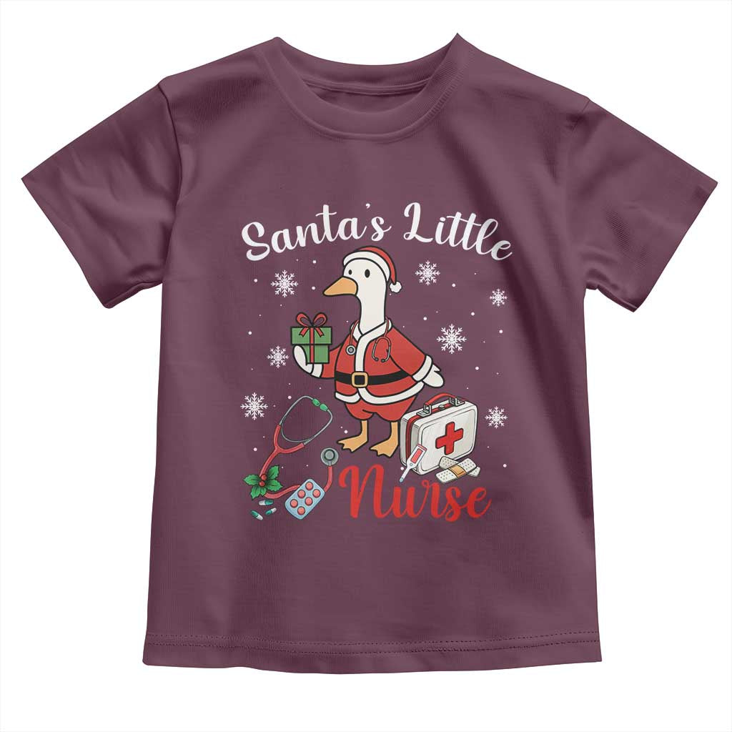 Christmas Goose Nurse Toddler T Shirt Santa Little Nurse - Wonder Print Shop