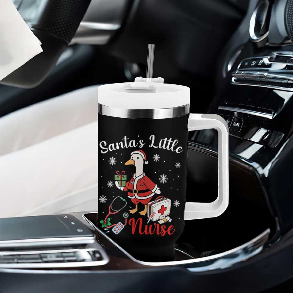 Christmas Goose Nurse Tumbler With Handle Santa Little Nurse - Wonder Print Shop