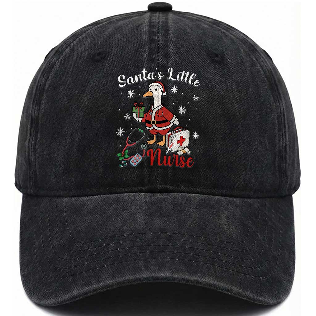 Christmas Goose Nurse Washed Cotton Baseball Cap Santa Little Nurse
