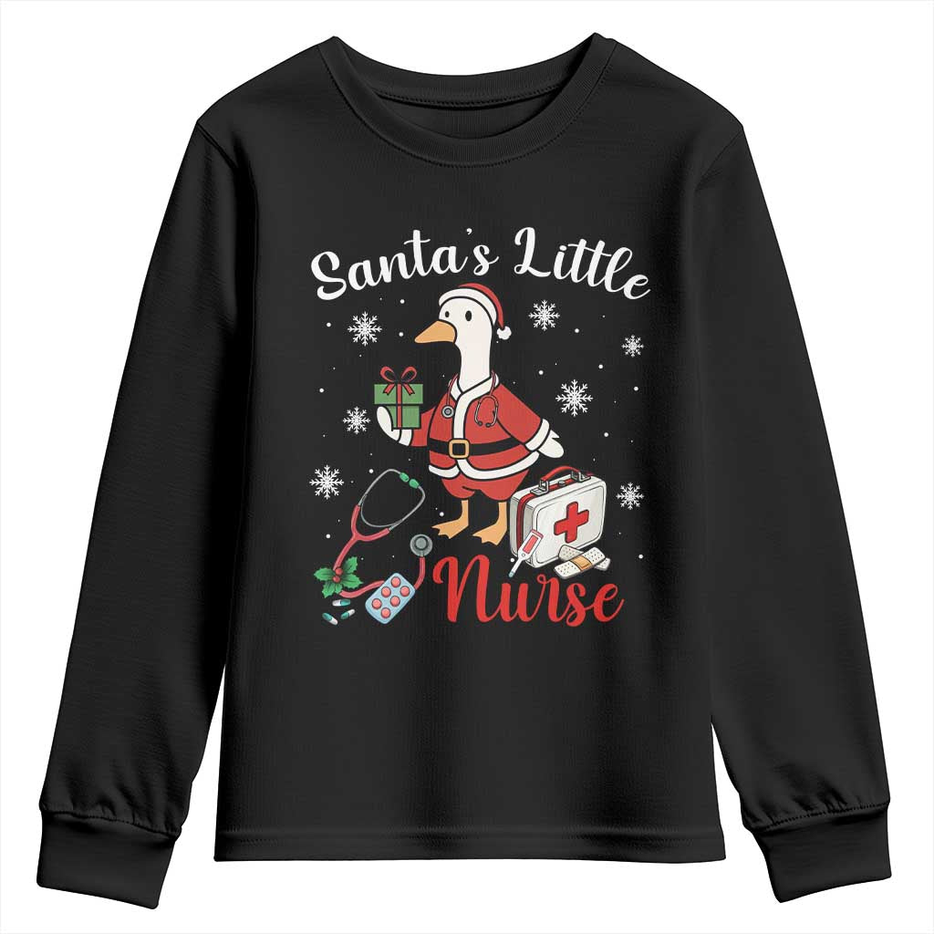 Christmas Goose Nurse Youth Sweatshirt Santa Little Nurse - Wonder Print Shop