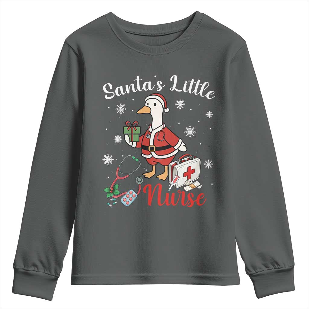Christmas Goose Nurse Youth Sweatshirt Santa Little Nurse - Wonder Print Shop
